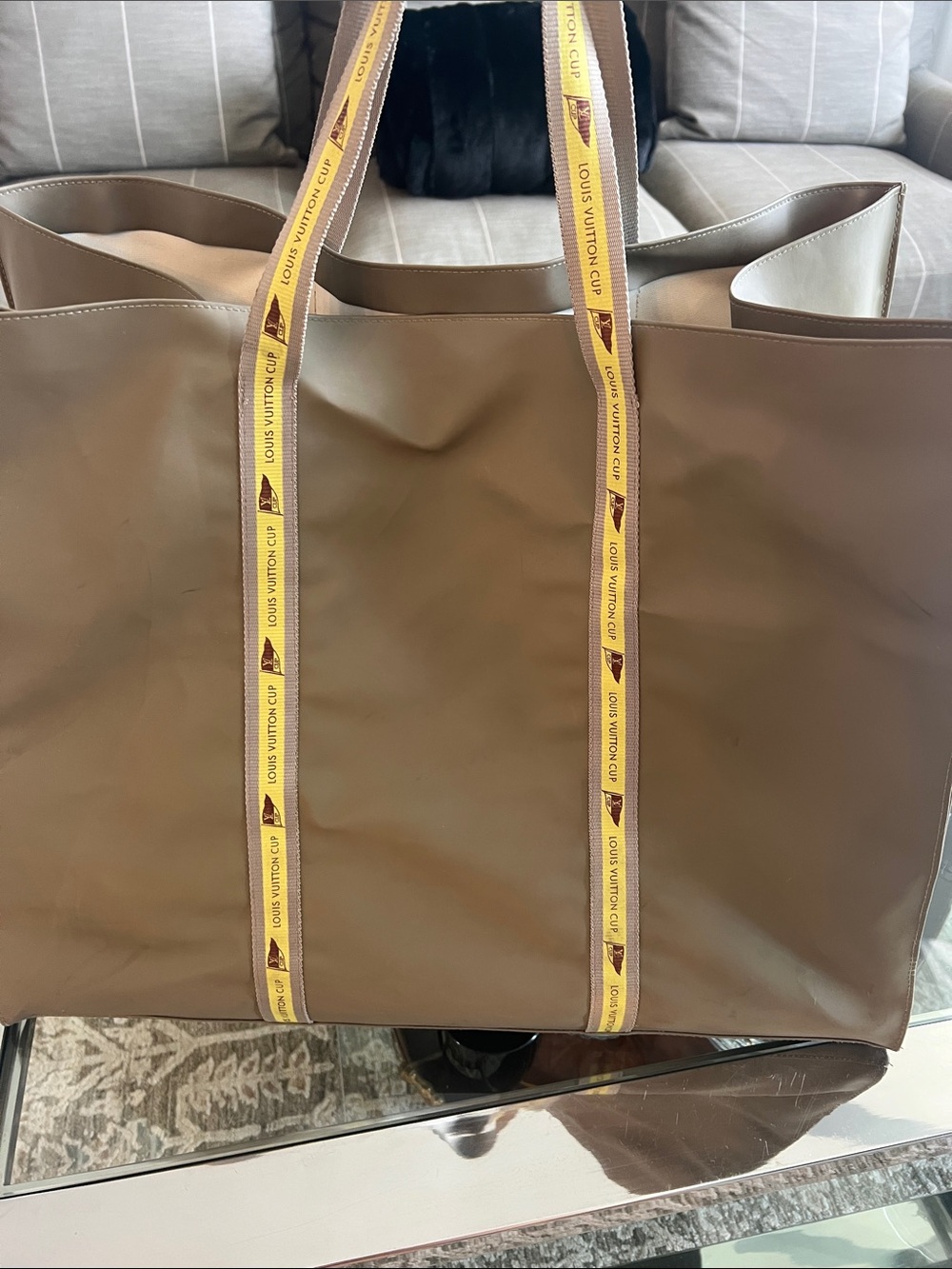 Louis Vuitton America’s cup Tote/ beach bag  with Yellow Accent Straps